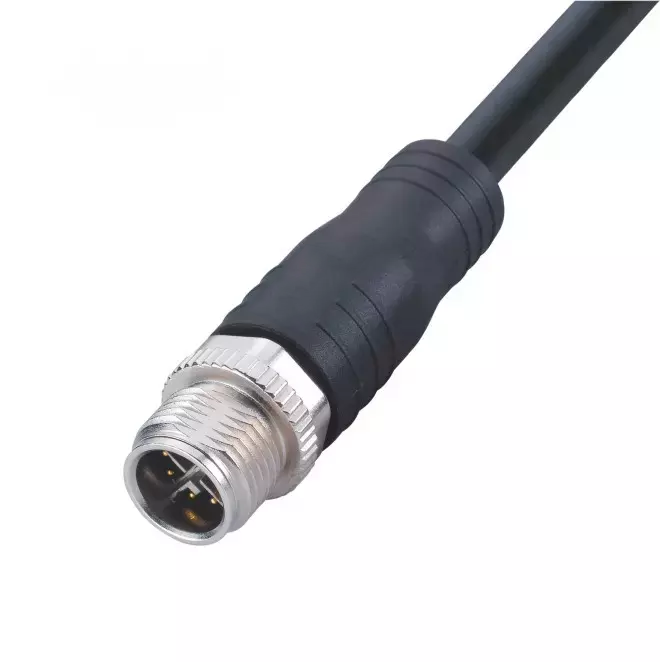 Câble moulé M12 personnalisé droit à 90 degrés mâle mâle IP67 Connecteur imperméable Câble blindé
