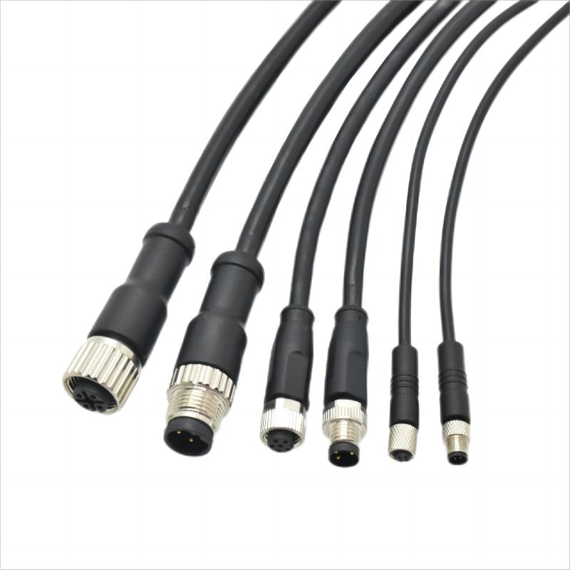 مقاوم للماء 2/3/4/5/6/8/12/17 cable cable موصل إلكتروني ip67 ذكر لحام التوصيل المستقيم m12 سلك