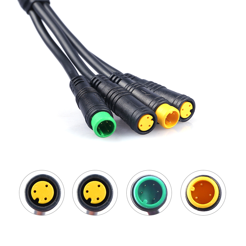 Водоустойчив среден двигател Основен кабел кабел кабел конектор за дисплей от мъжки кабел за мъжки телени кабели за електрически велосипеди