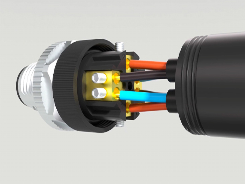 Cazn|M12 Conector ensamblado de doble entrada (satisface fácilmente lasnecesidades de las cajas IO para conexiones de doble cable)